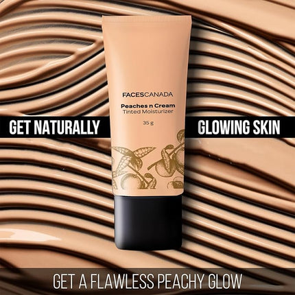 FACESCANADA Peaches n Cream Tinted Face Moisturizer | Lightweight Hydrating Formula with Natural Coverage & Radiant Glow | Blends Easily, Evens Skin Tone, Perfect for Daily Wear | 1.23 Oz (35g)