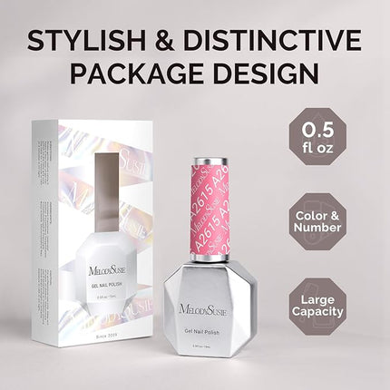 MelodySusie 0.5fl oz Bright Pink Gel Nail Polish, Nails Soak Off UV LED Light Pink Gel Polish Gift for Women Nail Art Manicure Salon DIY Nail Design Decoration at Home-A2615