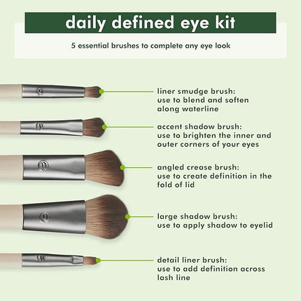 EcoTools Daily Defined Eye Brush Kit, Makeup Brushes For Liquid, Powder, & Cream Eyeshadow & Eyeliner Application, Eco-Friendly Eye Brushes, Synthetic Hair, Cruelty Free, 5 Piece Set