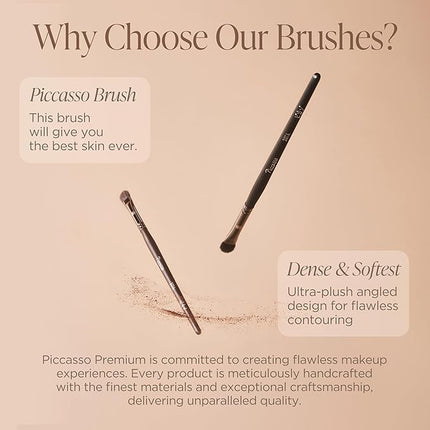 Piccasso 239 Eyeshadow Brush – Korean Eye Makeup Brush with Soft Goat Hair Bristles, Flat and Rounded Shape for Smooth Base Application and Blending, Essential Eye Shadow Brush for Daily Makeup