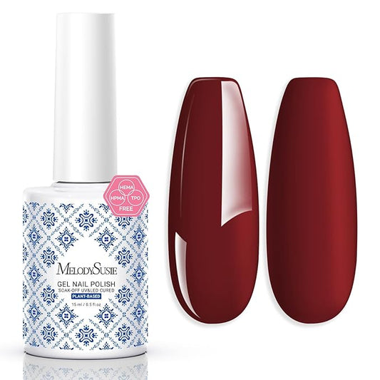 MelodySusie Fleurwee Plant Based Gel Nail Polish, Hema Free Rose Red Nail Polish, Soak Off UV LED Gel Polish Gift for Women 21 Non Toxic Long Lasting Nail Art Manicure Salon DIY at Home P29