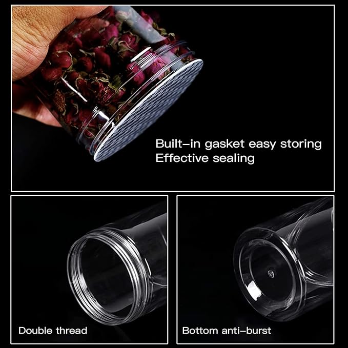 12oz Clear Plastic Storage Jars Containers,8 Pack Refillable Black Wide-Mouth Plastic Slime Storage Containers for Beauty Products,Kitchen & Household Storage - BPA Free