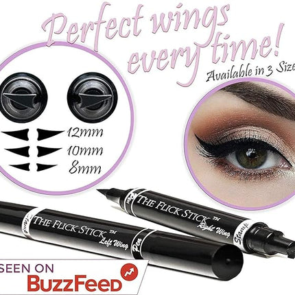 The Flick Stick Winged Eyeliner Stamp For Quick and Easy Cat Eye Makeup, SmudgeProof & Waterpoof Eye Liner Cat Eye Stencil Makeup Tool, Wingliner, Liquid Pens (Triple Pack Combo, Midnight Black)