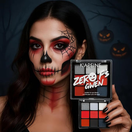 K'APEINE 9Colors Eyeshadow Palette, Black Red Eye Shadow Matte Shimmer Eye Shades Smokey Goth Makeup Palette Eye Makeup Highly Pigment Long Lasting Makeup Kit for Women-H02