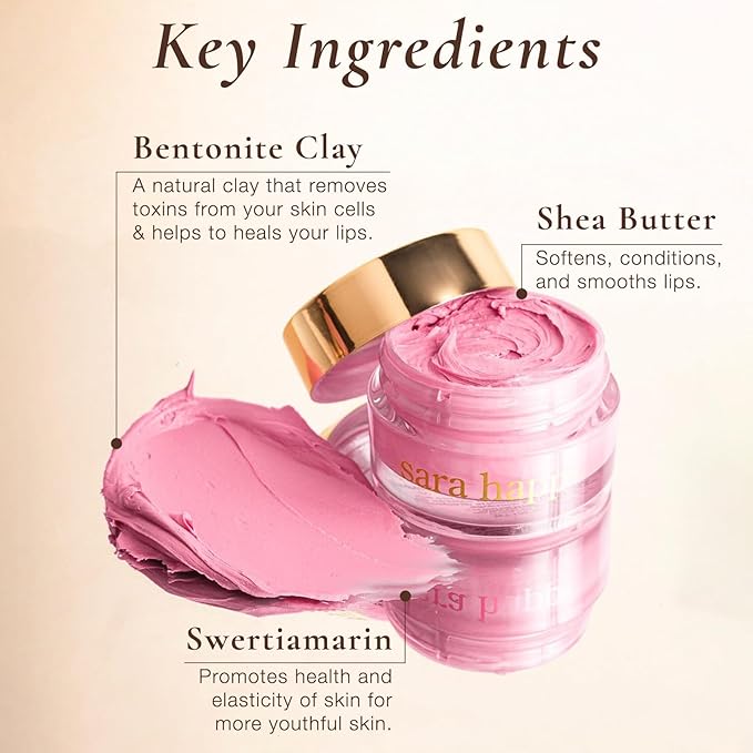 Sara Happ Sweet Clay Mask + Passion Fruit Sugar Scrub Lip Duo - Exfoliating Lip Treatments, Exfoliator Scrub, Moisturizers for Dry and Flaky Lips, Vegan (0.47 Oz and 0.5 Oz jars)