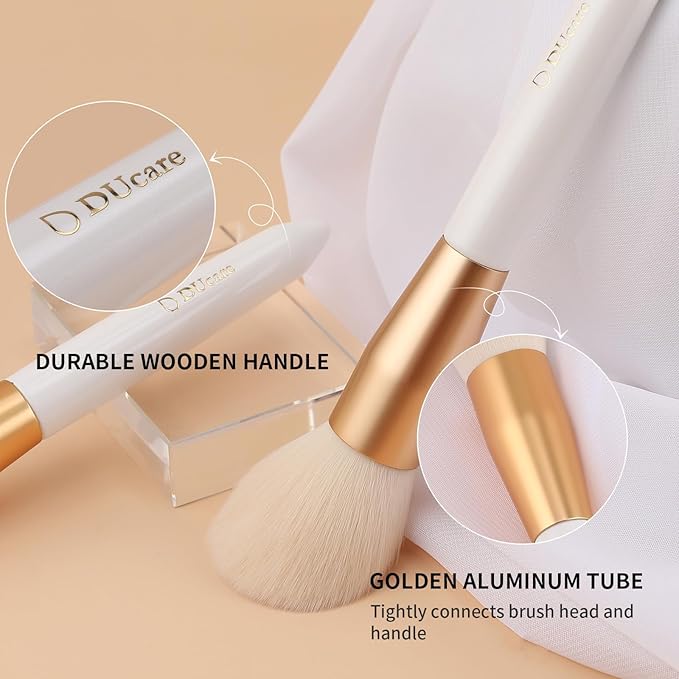 DUcare Tapered Blush Brush for Cheeks - Pointed Powder Brush for Light Application, Multi-Purpose Makeup Brushes Perfect for Highlighting, Defining, Sculpting, and Contouring