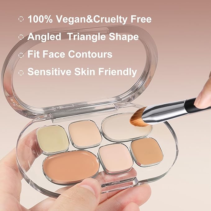 Concealer Brush,Triangle Under Eye Makeup Small Foundation Brush Precise Coverage Dark Circles Face Contour Blending Brush