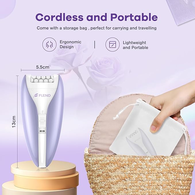 Silent Epilator for Women, 2-Speed Facial & Body Hair Remover, Smooth Glide Technology, for Face, Legs, Bikini & Arms