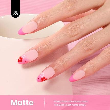 Beetles Pink Gel Polish - First Crush 15ML/0.51Fl Oz, Light Pink Gel Nail Polish, Soak Off UV LED Lamp Nail Art, Long-Lasting Manicure Salon DIY Home Spring Valentines Nails - Gifts for Her