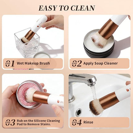 DUcare Foundation Brush,Flat Top Kabuki Brush Synthetic Professional Makeup Brush Liquid Blending Mineral Powder Buffing Stippling Makeup Tools, Rose Golden/White