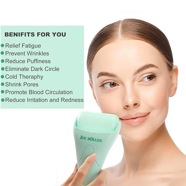 Wonderwin Ice Roller for Face and Body Massage, Facial Roller Skin Care Tool for Reduce Wrinkles and Puffiness, Migraine Pain Relief and Skin Tighten, Cold Therapy for Cooling and Calming(Green)