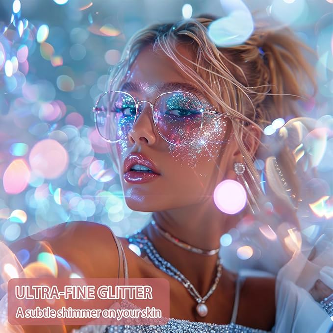 Etercycle Body Glitter Spray, Silver Hair Glitter Extra Fine Face Shimmer Powder, Long-Lasting and Quick-Drying Body Glitter Sparkly Glitter Gifts for Rave Clothes Nail Art Easter Halloween Crafts