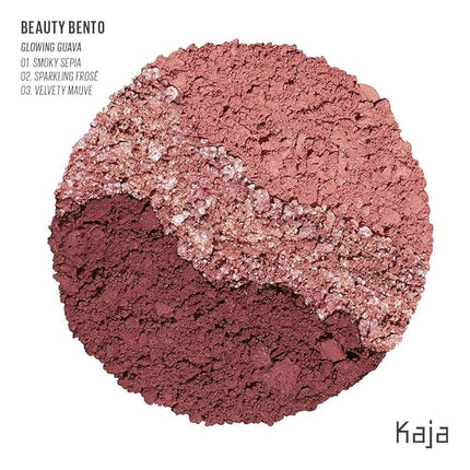 Kaja 3 Colors Eyeshadow - Beauty Bento 07 Glowing Guava | Mosaic Chrome, Shimmer, Matte finish, Cruelty free, K-Beauty Mini Palettes, Easy Finger Blendable, Glitter, High Pigmentation, 0.03 Oz