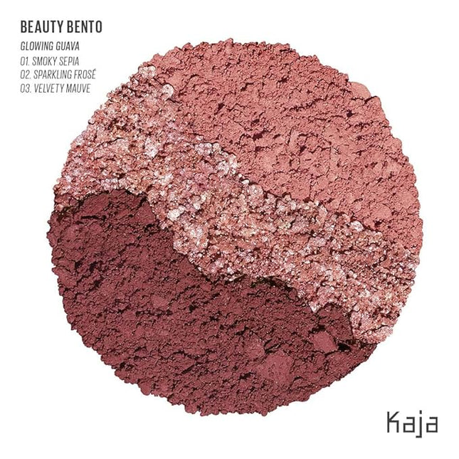 Kaja 3 Colors Eyeshadow - Beauty Bento 07 Glowing Guava | Mosaic Chrome, Shimmer, Matte finish, Cruelty free, K-Beauty Mini Palettes, Easy Finger Blendable, Glitter, High Pigmentation, 0.03 Oz