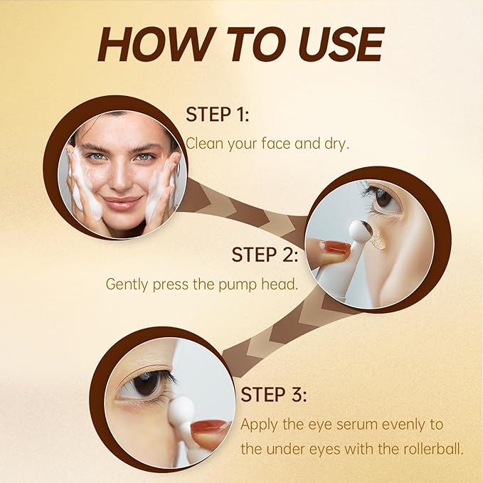 5% Caffeine Eye Serum Roller, Eye Cream for Dark Circles & Wrinkles - with Retinal Hyaluronic Acid, Instant Depuffing Eyelid Lift, 0.51 fl oz