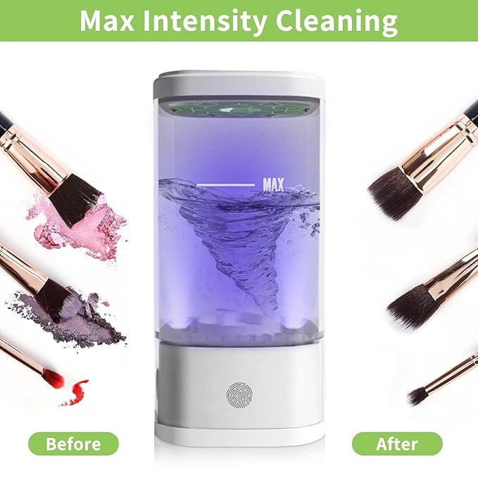 Electric Makeup Brush Cleaner - 9000 RPM Makeup Brush Cleaning Machine with Dry Function - IP65 Waterproof Automatic Makeup Brush Cleaner for Makeup Sponges and Brushes Cosmetic Brush Cleaner Plug-in