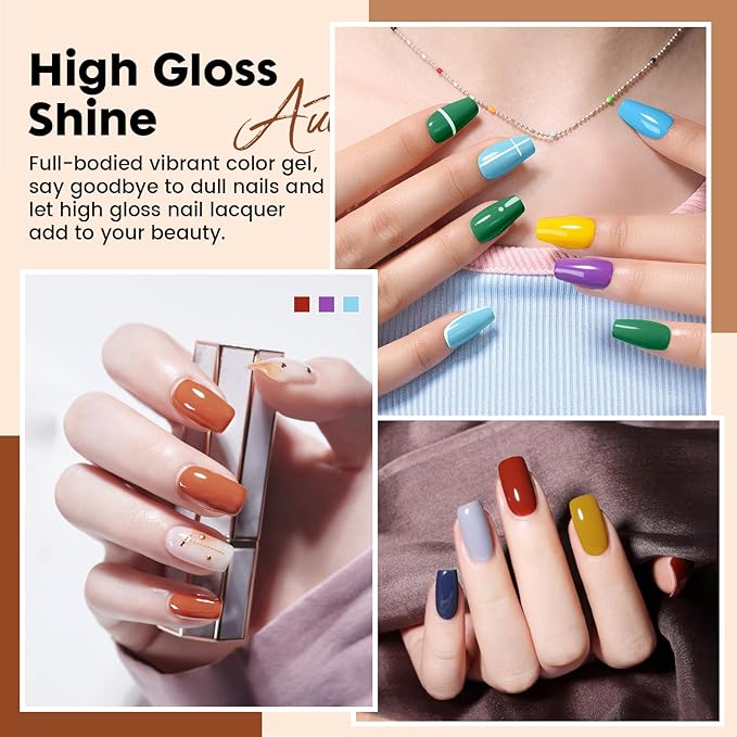 JEWHITENY 23 PCS Gel Nail Polish Set 20 Color Jelly-like Nail Polish Suitable for Salon and Home DIY Manicure