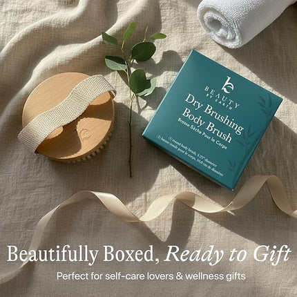 Dry Brushing Body Brush for Lymphatic Drainage & Cellulite - Natural Brustles for Wet and Dry Brushing, Body Exfoliating Brush with Massage Nodes for Soft & Smooth Skin