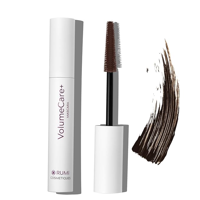VolumeCare+ Mascara For Older Women - Extreme Length and Volume 2-in-1 Formula - No Clumps, Long-Wearing, Hypoallergenic Mascara For Sensitive Eyes (Dark Brown)