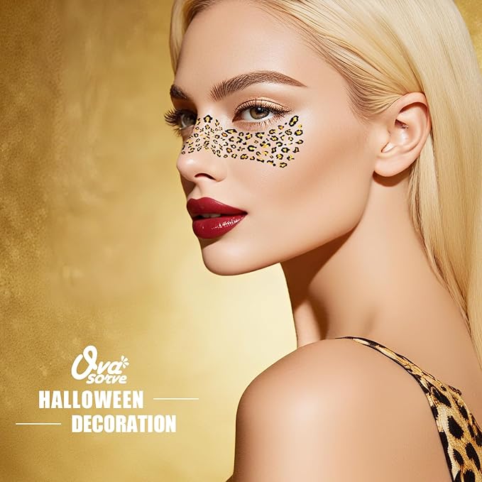 Cheetah Freckles Face Tattoo - Wild Spot & Savage Glamour Temporary Tattoos | Waterproof Leopard Print Fake Freckles for Music Festival, Halloween Costume, Party Makeup (8 Sheets)