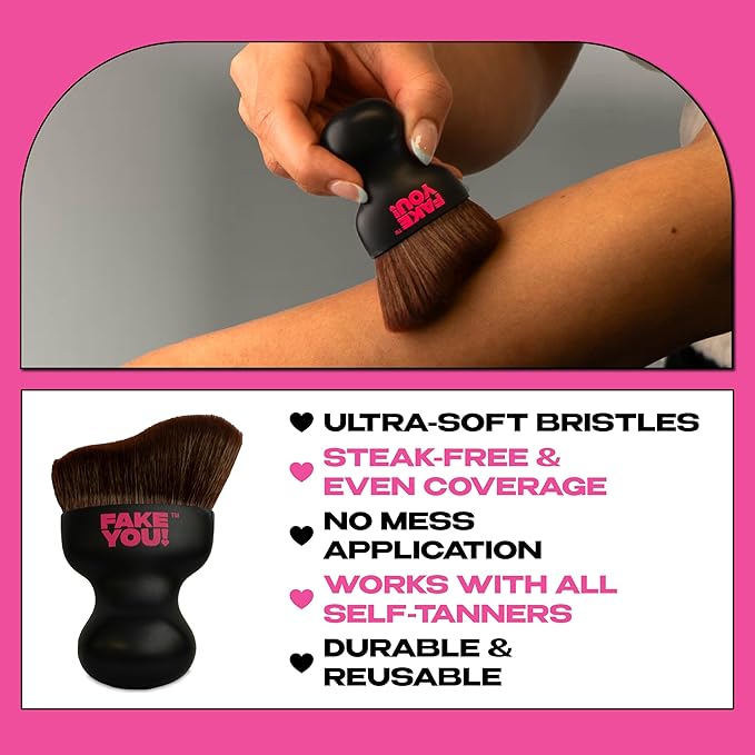 Fake You! Precision Tanning Brush - Ultra-Soft Bristles for Flawless Facial and Body Contouring