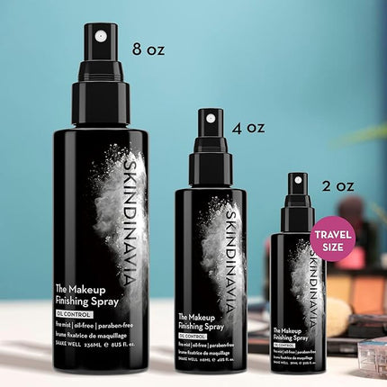 Skindinavia The Makeup Finishing Spray, Oil Control Makeup Setting Spray, All-Day Wear, Long-Lasting Up to 16+ Hours, Heat-Resistant & Waterproof, Fine Mist, 2.0 Oz