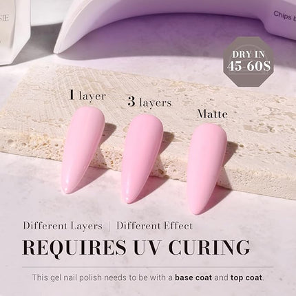 MelodySusie 15ML Gel Nail Polish,Milky Pink Macaron Color Nails Soak Off UV LED Creamy Pink Gel Polish Gift for Women Nail Art Manicure Salon DIY Nail Design Decoration at Home-012