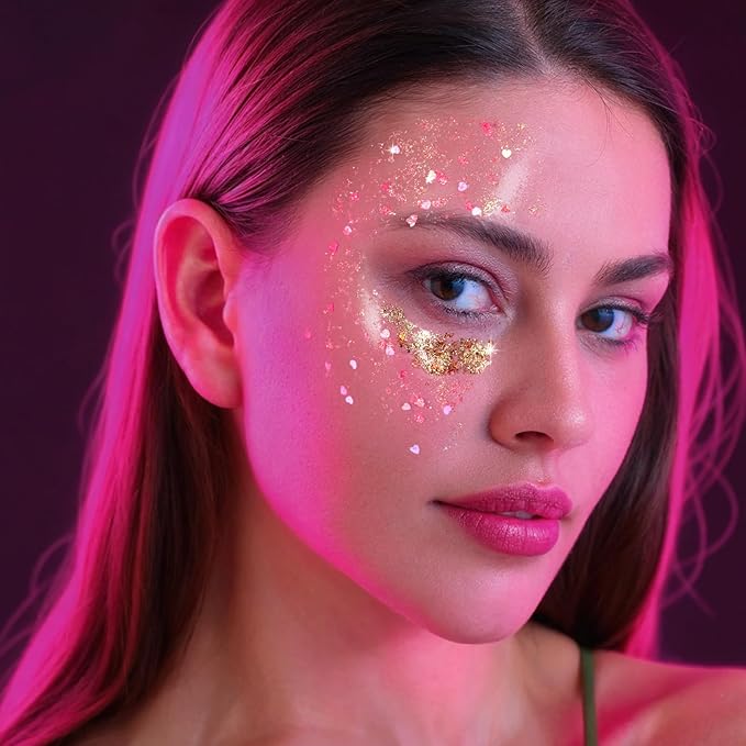 FANDAMEI Face Glitter Palette, 2PCS 8 Colors Glitter Gel for Face, Body Glitter for Women, Hair Glitter for Kids, Halloween Fairy Rave Mermaid Makeup Glitter
