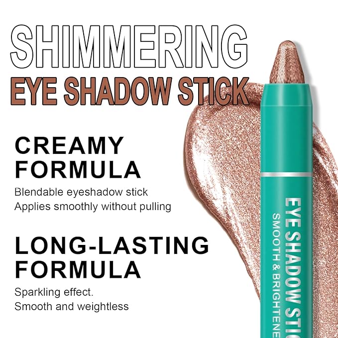 4Pcs Eyeshadow Stick, Eye Brightener Stick, Shimmer Creamy Eye Shadow Makeup, Waterproof Long Lasting Glitter Highlighter Eye Liner Pencil (4PCS A)