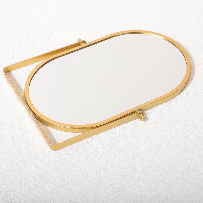 Tabletop Mirrors Makeup Mirror Portable Vanity with Metal Frame Desk Table Mirror with 180°Adjust Dressing Room Rotate Good for Bedroom Bathroom