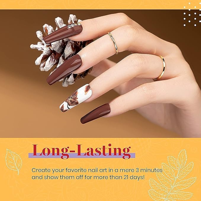 Beetles Fall Gel Nail Polish Set, 6 Colors Burgundy Red Brown Yellow Orange Glitter Gel Nail Polish Soak Off UV Nail Art Design Manicure Gifts for Women