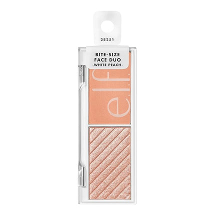 e.l.f. Cosmetics Bite-Size Face Duo, Highlighter, Bronzer & Blush Palette, Highly Pigmented, White Peach, 0.049 Oz (1.4g), 0.049 ounces