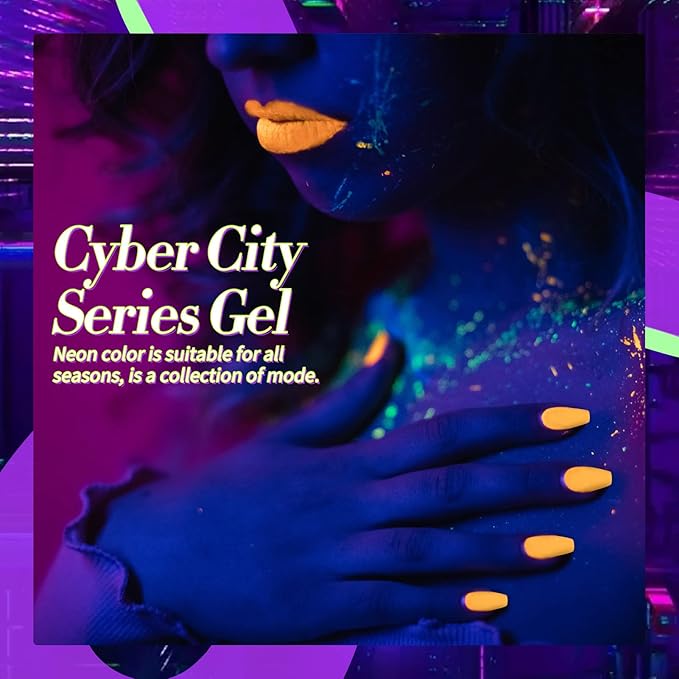 Born Pretty Neon Gel Nail Polish Set 6 Colors Halloween Luminous Glow in Dark Gel Polish Fluorescent Orange Hot Pink Blue Yellow Green Purple Gel Nail Polish Set 7ML