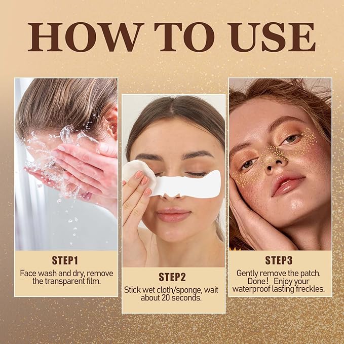 10 Pcs Glitter Freckles Face Tattoo, Face Glitter Makeup Patches, Waterproof Sparkle Freckles Tattoo Fairy Makeup Accessories For Women (Gold)