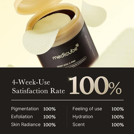 medicube Toner Pads Deep Vita C Facial Toner Pad for Uneven Skin Tone & Texture | Vitamin Water and 3 Types of Vitamin, Deeply Hydrating & Resurfacing Pad | Korean Skin Care, 70 Pads (1 Pack)