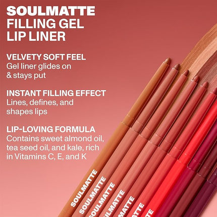 MORPHE Soulmatte Gel Lip Liner - Creamy Lip Pencil with a Matte Formula - Precision Contour Pencil with Sweet Almond & Tea Seed Oil for Long-Lasting Definition - Dearest (0.007 oz)
