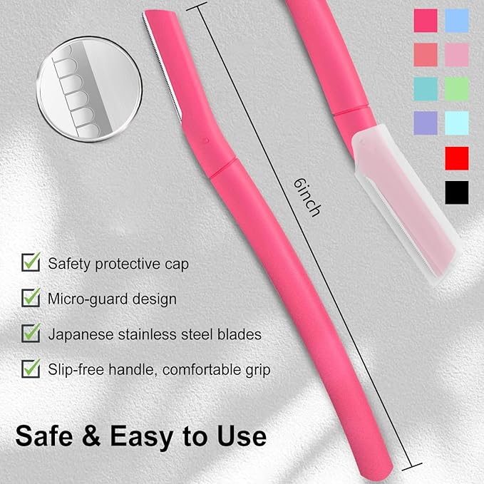 Face Razors for Women, Dermaplane Razor for Women Face, Eyebrow Razor, Dermaplaning Tool, Gentle Skin Exfoliation Microblades for Sensitive Skin, Peach Fuzz Remover