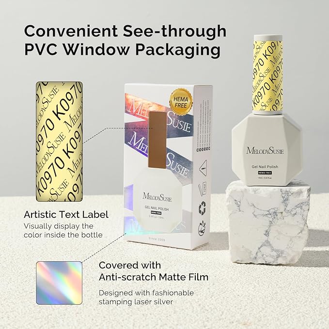 MelodySusie Hema Free Gel Nail Polish, 0.5 Fl Oz Thick Light Yellow Gel Polish, Non-Toxic, Long Lasting, Soak Off UV Nail Polish, Manicure Nail Design Salon DIY Nail Art at Home K0970