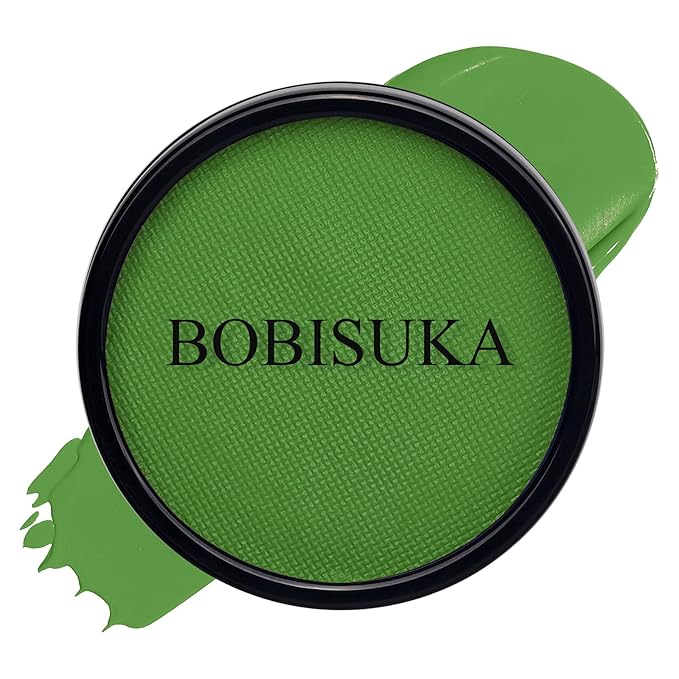 BOBISUKA Light Green Face Body Paint, Water-Based Face Painting for Halloween,Christmas & St. Patrick's Day, Kids Adults Facepaint for Witch Monster Gamora Goblin Grinch Hulk SFX Makeup Cosplay Party