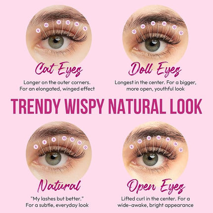 DIY Wispy Individual Lash Clusters 96pcs 20D D Curl 0.07 9-16mm Mixed Lengths - Eyelash Clusters Wispy Volume Natural Look Eyelash Extension at Home by Eyesy Lash