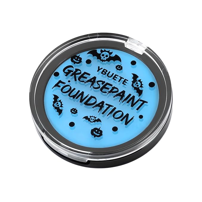 Light Blue Cream Face Body Painting Foundation, Professional Full-coverage Oil Based Blue Face Paint Halloween SFX Sally Corpse Bride Cosplay Makeup for Adult Carnival & Stage Performance