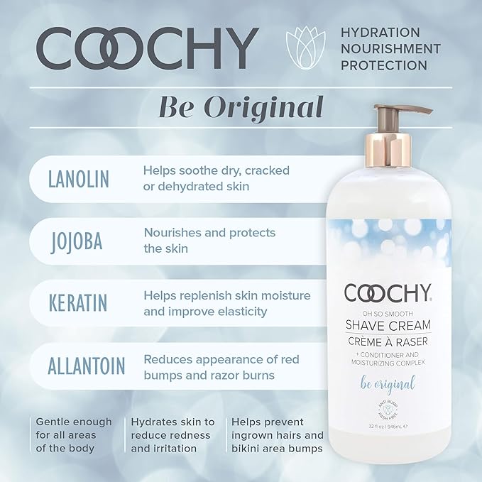 Coochy Intimate Shaving Cream | Shave Conditioner & Moisturizer for Face & Body | Ideal for Sensitive Skin Care, Anti-Bump | Be Original, 32 oz