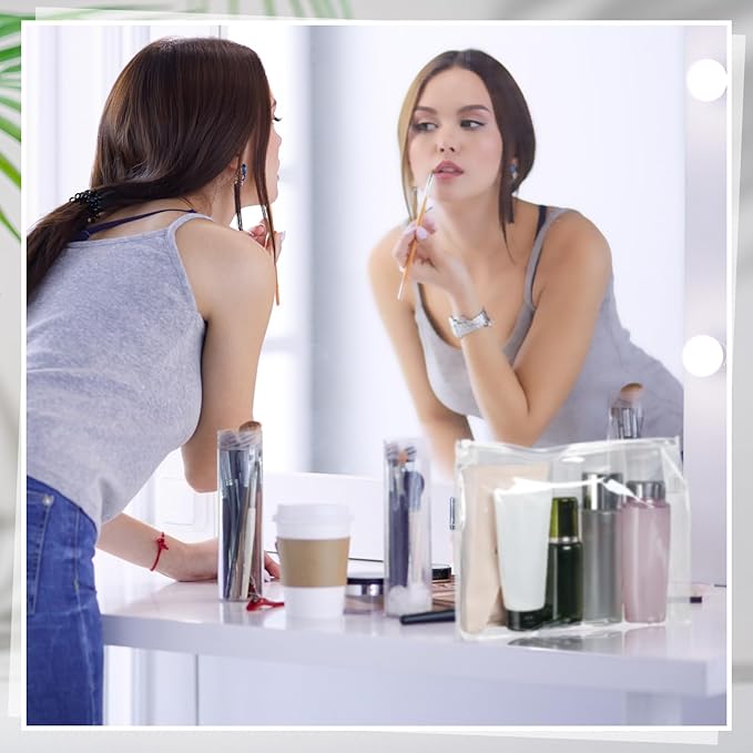 Xuniea 50 Pcs Mini Clear Makeup Bag Small Clear Zipper Pouch Travel Plastic Cosmetic Organizer Waterproof for Toiletries Swimsuit Bikini Bathing Suit(11.81'',Transparent)