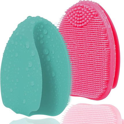 Silicone Face Scrubber,Face Scrubber,2pcs Facial Cleansing Brush,Facial Washing Brush for Deep Clean Pore Cleansing Blackhead Remover Scrubbing Brushes for All Kinds of Skins (Green+Pink)