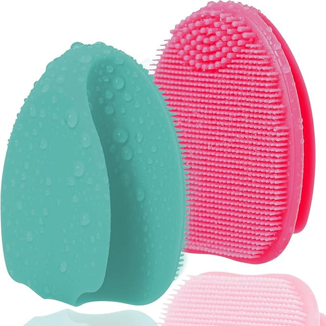 Silicone Face Scrubber,Face Scrubber,2pcs Facial Cleansing Brush,Facial Washing Brush for Deep Clean Pore Cleansing Blackhead Remover Scrubbing Brushes for All Kinds of Skins (Green+Pink)