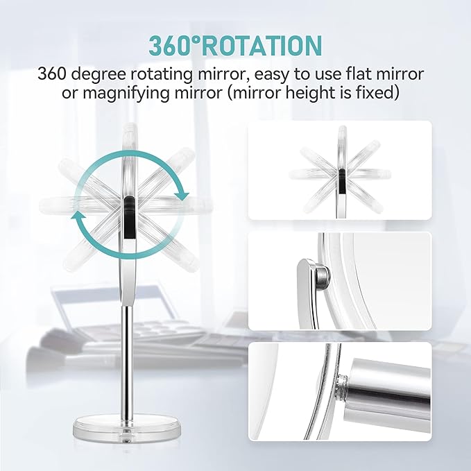 MIYADIVA 20X Magnifying Makeup Mirror,Double Sided 1X & 20X Magnifying Mirror with Stand,Tabletop Magnified Vanity Mirror with 360°Rotation for Bathroom or Bedroom 7.8 Inch