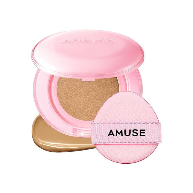 Amuse SEOUL Dew Power Vegan Cushion Foundation (04 TAN) | Dewy, glow, long-lasting, double coverage, clean beauty, lightweight, natural look, hydrating cushion