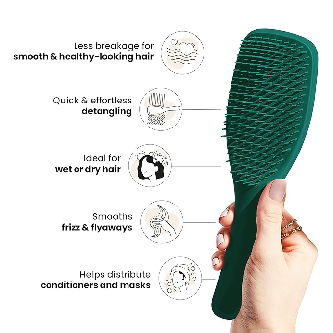 Tangle Teezer Ultimate Detangler Brush for Wet & Dry Hair, Eliminates Knots & Reduces Breakage for All Hair Types, Amazon Exclusive Emerald Green