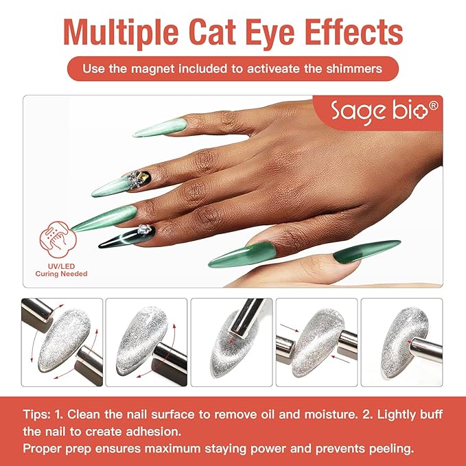 15ml Cat Eye Gel Nail Polish with Magnet Shimmer Glass Bead Effect 16