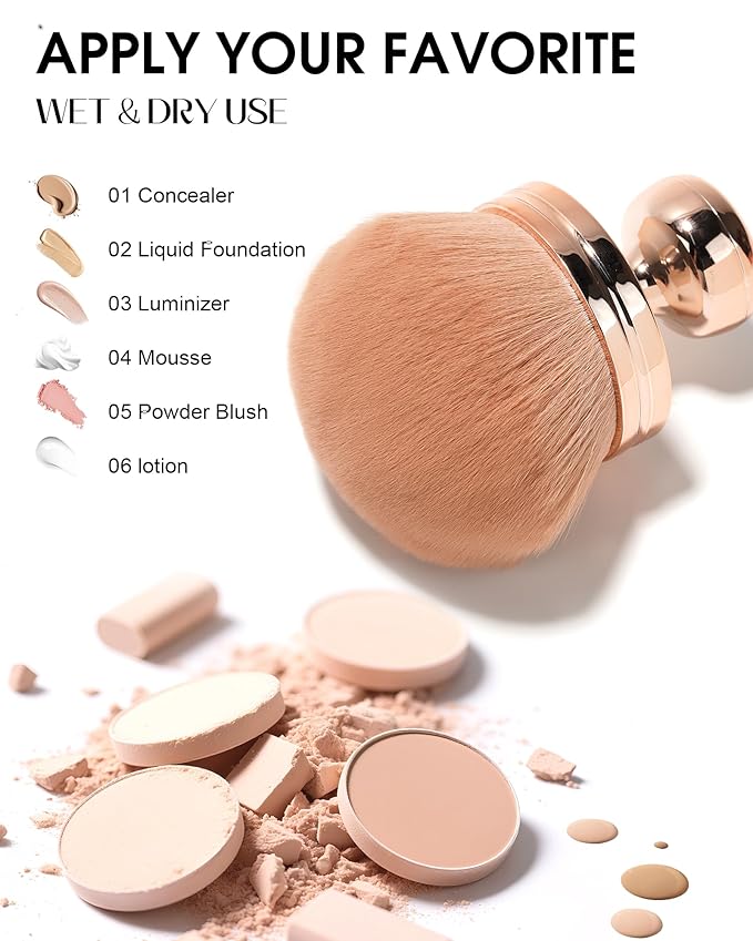 Blend & Blur Extra Large Body Makeup Brush for Self Tanner Tanning Lotion Sunscreen Applicator for Back Leg Makeup, Kabuki Foundation Brush for Liquid Cream Bronzer Brush for Cheeks Face Blush Brush